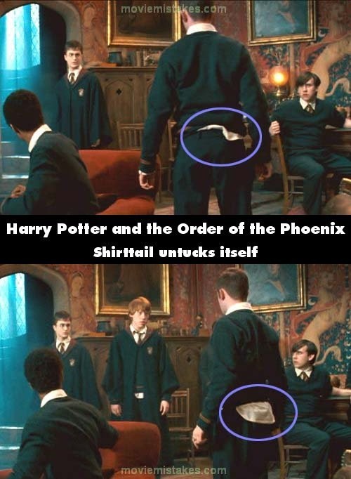 Sau khi Harry vào Gryffindor Common Room (phòng sinh hoạt chung nhà Gryffindor), Seamus đứng dậy, nhìn từ đằng sau, chỉ có một phần đuôi áo của anh thò ra ngoài. Ở cảnh kế tiếp, khán giả thấy toàn bộ đuôi áo của anh ở bên ngoài.